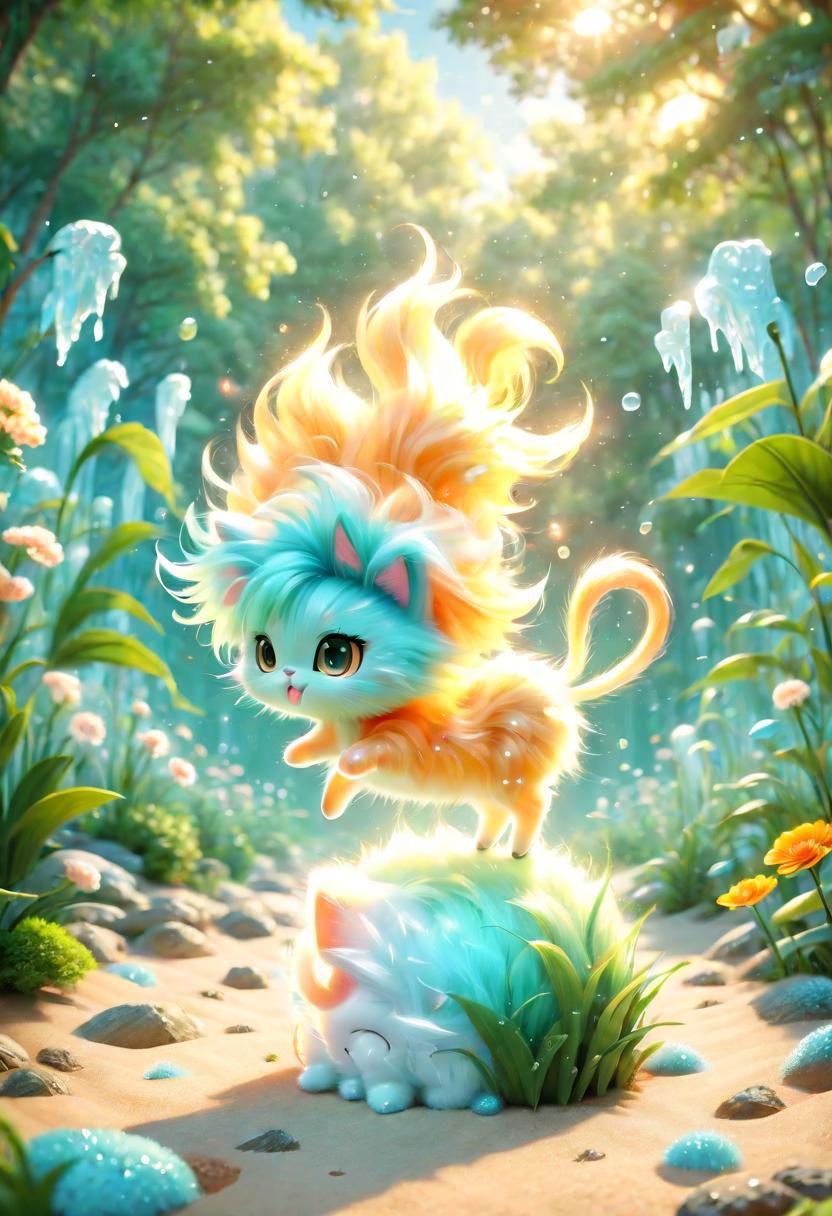 ral-fluff,<lora:ral-fluff:1>,
chibi,masterpiece,best quality,original,official art,cat, hat,flower,blurred background,cartoon rendering,beautiful detailed glow,(detailed ice),beautiful detailed sun,sunny, blurred flower, happy