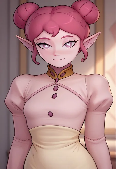 score_9, Score_8, relatedguy, solo, 1girl, eyedetailxl, ((bettereyes)), detailed_eyes, CHFlutterina, looking at viewer, standing, facing viewer, shrugging, brightmoonbedroom
