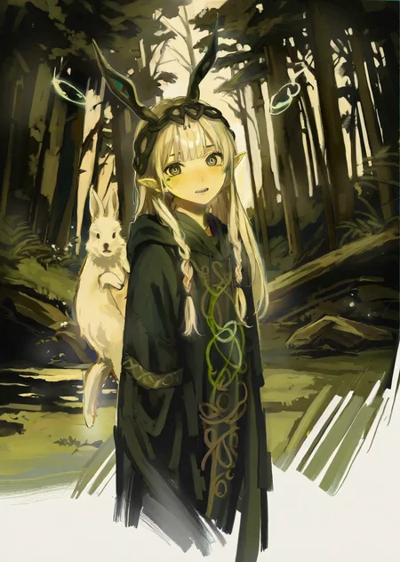 by iwzry, by dsmile9, ,
1girl
extremely beautiful detailed piercing eyes,
1 female druid healing animals in forest. glowing particles, celtic knot, mythical
masterpiece, best quality, high quality, highres, absurdres, very detailed, high resolution, sharp, sharp image, 8k, vivid, colorful, stunning, anime, aesthetic