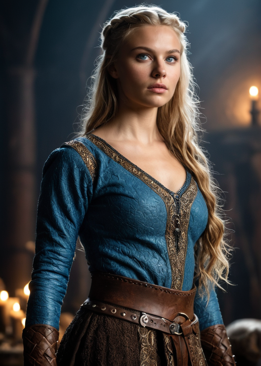 hyperrealistic, glamorous photo, masterpiece, dramatic angle, best quality,
Rus, princess Katia from the TV series Vikings, Alicia Agneson, small stature, 25yo, beautiful face, cute face, black hair, long hair, blue eyes, normal breasts,, dirty skin, detailed outfit, warrior pose, detailed background from the Viking TV series, high fashion, luxurious, extravagant, stylish, sensual, opulent, elegance,
professional, high contrast, bright colors, best lighting, intricate details, (high quality texture), (sharp), (artistic image), 8K, detailed, dynamic, depth of field,