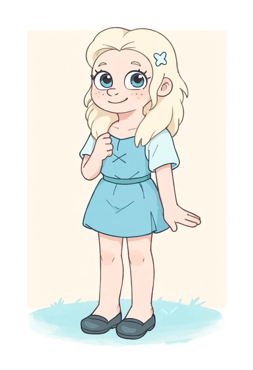 score_9, score_8_up, Tiabeanie, cute, girl, freckles, pale blonde hair, full body, digital art, highly detailed, zPDXL