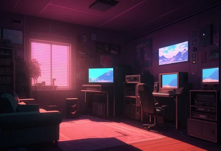 (Lo-Fi Room:1.2), UHD, 8k, F2.5, amazing shading, amazing lighting, anime, masterpiece, ultra detailed
