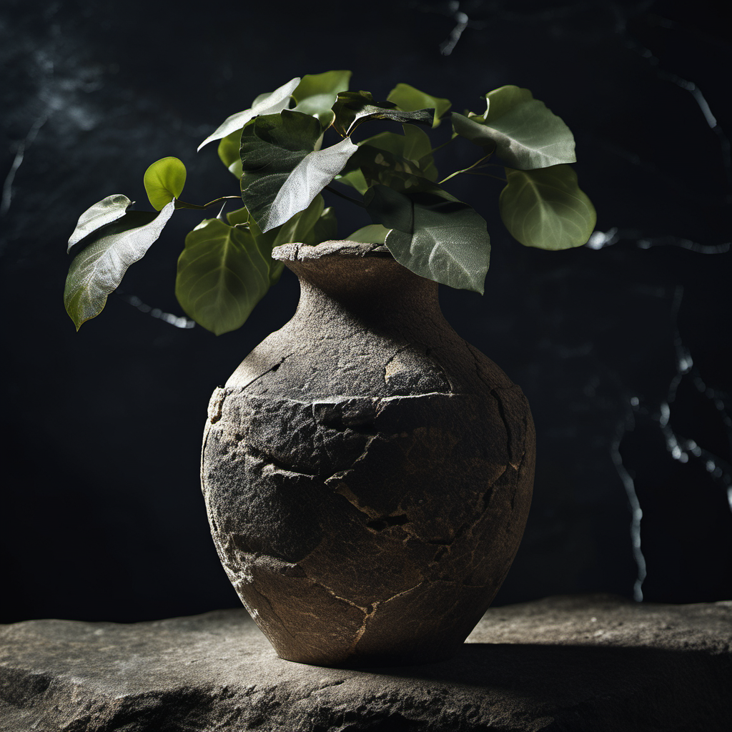 cinematic photo vase, pbr texture old stone, (masterpiece,best quality:1.6),Fearful, Contax G1/G2 Camera ,film camera, , cracked sandstone weathered, dark, simple background
 <lora:sandstone-SDXL-m:1> . 35mm photograph, film, bokeh, professional, 4k, highly detailed