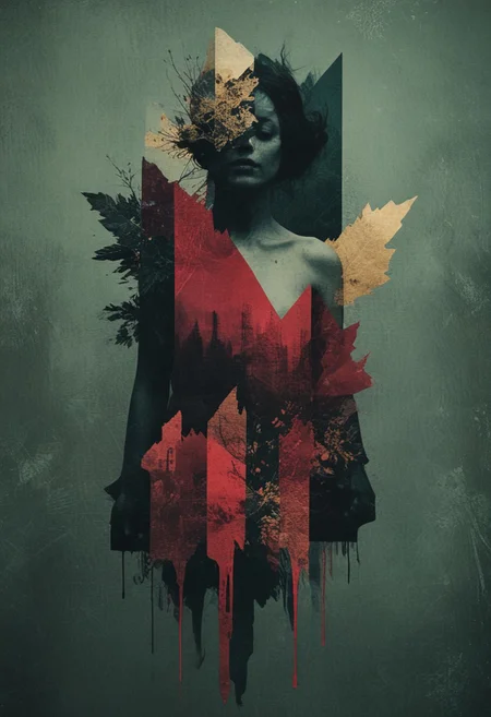 analog film photo of collage, mixed media, art by Januz Miralles, [ centered composition, a paint smudge on a simple background : Stripcore aesthetic, portrait of Witchcore aesthetics, portrait of a man : 4], abstract geometric gradients. (nvcmsdx, grainy texture). <lora:100_nvcmsdx_1:0.8>
rich gold and red colors, stunning background. dark and moody, a mesmerizing blend of light and shadow. masterpiece, absurdres, intricate details, film grain, dynamic range, faded film, desaturated, 35mm photo, grainy, vignette, detailxl, nvcmsdx, vintage, Kodachrome, Lomography, stained, highly detailed, found footage