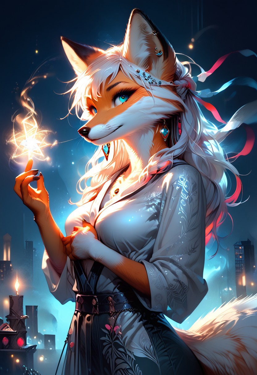 score_9, score_8_up, score_7_up, score_6_up, score_5_up, score_4_up, leHDR,UHD,8K, darkness, illustration, disheveled hair Expressiveh, anthro fox female,foxfolk, white fur, busty, peach ass, covering breasts,covering with hands,intricate details, earrings, darkness, very detailed, intricate, perfect light, sharp focus, cool colors, ambient, elegant, highly decorated, deep aesthetic, colorful, magic, mystical, scenic, warm bright, vibrant, unique, best, winning, thought, romantic,  illuminated,rich, symetry,realistic,  low light, looking from the side at viewer,OverallDetail,novuschroma60 style bokeh