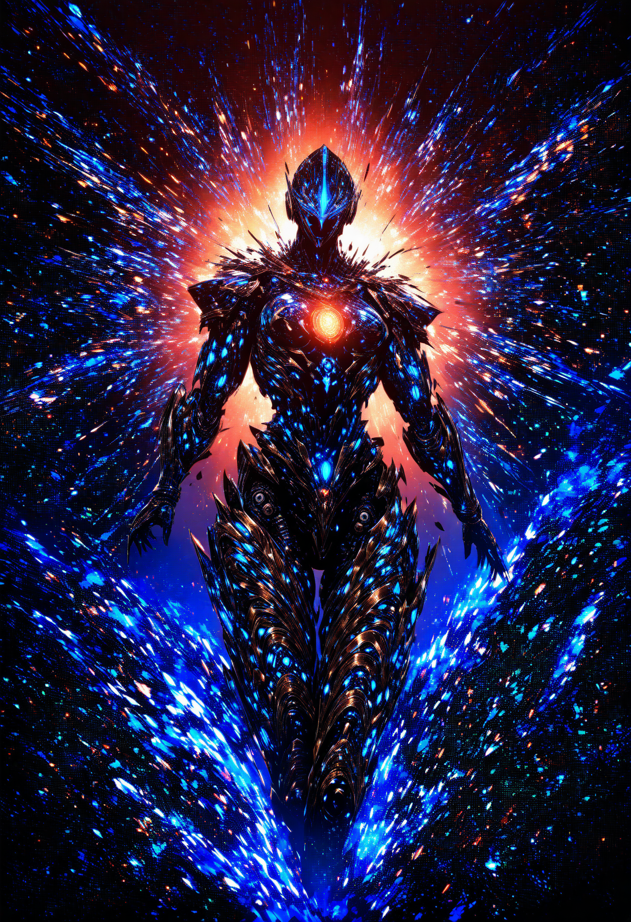 professional 3d model masterpiece,high score,great score,absurdres,  ., a blue abstract background with a very large amount of lines and curves in it's center and center [19], <lora:R0k00Gl0w1ngHD:1>, (R0k00Gl0w1ngHD, glowing, light particles, space art, generative art, Android Jones, Benoit B. Mandelbrot, fantasy art, concept art, fractals, abstract art), Andries Both [3],patterned [1], . octane render, highly detailed, volumetric, dramatic lighting