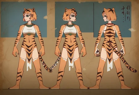 score_9, score_8_up,score_7_up,score_6_up, source_anime,
FauxEgyptian, standing, full body, black eyes, crack, old,dusty,
valerie, tiger girl, orange fur, tiger stripes, facial mark, animal hands, claws, animal ears, animal print, tiger tail, from side, multiple views, dancing, reference sheet,
<lora:FauxEgyptian_XLPD:1>
<lora:orcmassage_valerie_ponyXL:0.9>