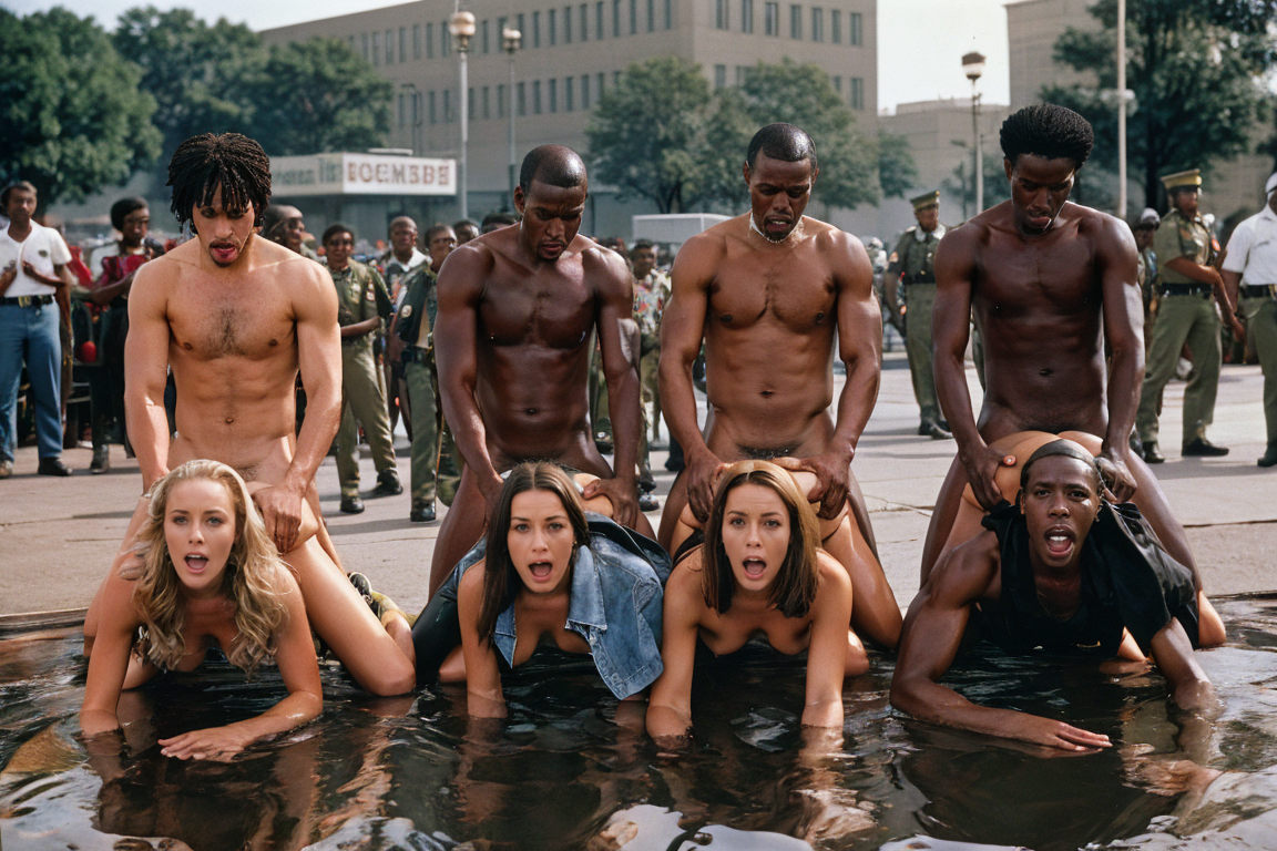 <lora:dgymlfnlnccFT15:1> dgymlfnlnccft, hetero, realistic, multiple girls, sex, sex from behind, doggystyle, multiple boys, orgy, 
24 year old,  medium breasts, Platinum bun, Swedish real world location , , dark brown eyes, fair skinned,   best quality , RAW photo, subject, 8k uhd,  high quality, photorealistic,    lavish,  Anti-apartheid protests outside the U.S. Embassy, 1980s, students boycotting South African goods,
