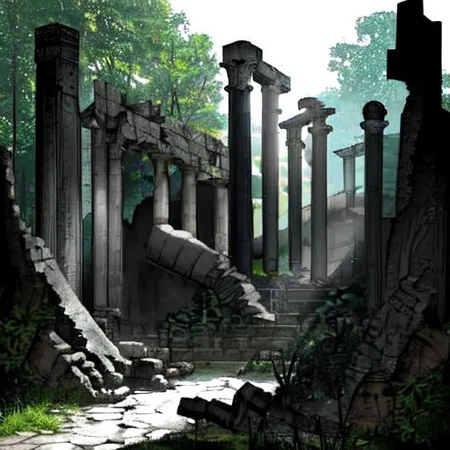 ps1 style, the entrance to the ruins of an ancient alien temple witha giante lockdoor, pre render background, front view, lockdoor, Fantasy Background, entrace view, FanRu