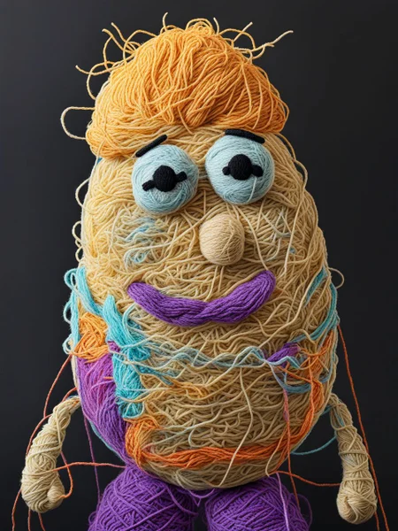 A socially awkward potato Yarn art style <lora:SDXL_Yarn_Art_Style:1.0>