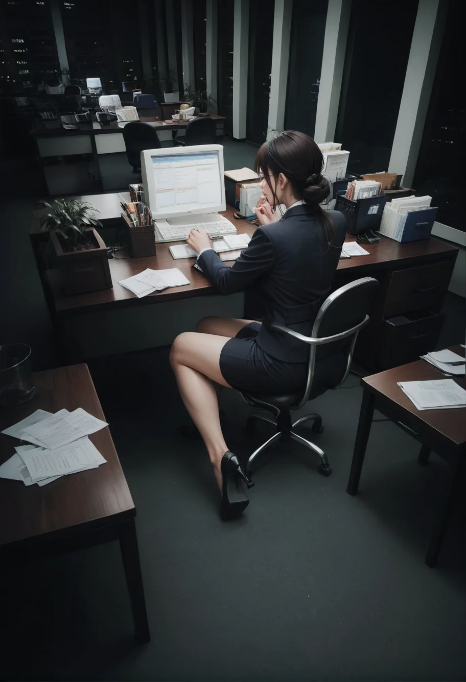 ,ruanyi0922,indoors,office,<lora:0922 office_v1_pony:0.8>, score_9,score_8_up,score_7_up,,8k,1girl,solo,,