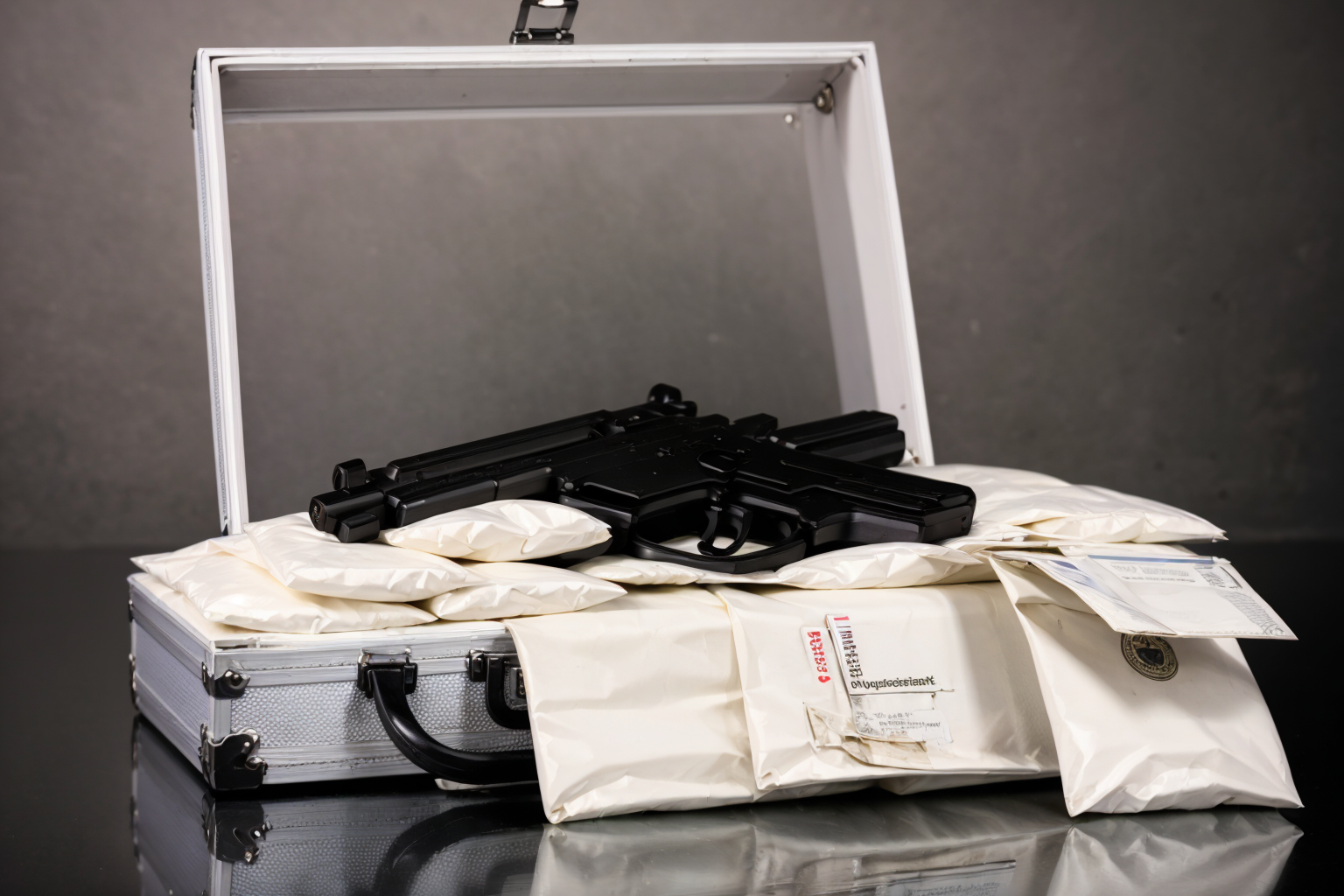 (masterpiece, best quality:1.2), ultra-detailed, suitcase money gun EdobDrugs, (realistic:1.5), <lora:EdobDrugs_v1.0:0.8>