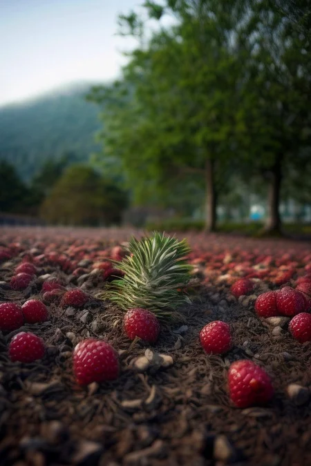 masterpiece, best quality, ultra-detailed, realistic, 8k, one pine tree, flowers fields, many kinds of flowers, a couple of rabbits on very distant, grass, glitter, (midnight, dark vibe, dark light, dim light, rim light, stars:1.37), natural night light, (fruits trees, big fruits trees, a lots of fruits trees:1.37), out-of-this-world scenery, lifelike, naturalism, greatest naturalism photo, immaculate detailed realism photography, rich colors, best colors perfect composition, perfect colors, colorful, clear photo, intrigue nature panorama, delicate nature photo, immaculate micro-details nature elements, out-of-this-world scenery, landscape, flowers, crystal fantastic, breathtaking beautiful nature,  unmatched beauty nature, more nature elements, richest nature elements, aesthetic, artistic style, surreal, insanely lifelike, top best naturalism photography, greatest detailed, intricate details, depth of field, no human, detailerlora, a lots kinds of flowers,