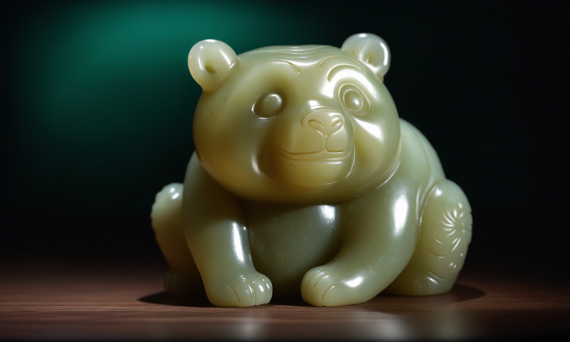 cinematic film still <lora:jadecarvingcd_xl-000007:0.8>,a statue of a panda made of (jadecarvingcd_xl,jade carving,translucent) on floor,no humans,long-focus,indoors,chinese zodiac,wooden table,cutie,cute,still life,animal statue,front view,facing viewer,looking at viewer . shallow depth of field, vignette, highly detailed, high budget, bokeh, cinemascope, moody, epic, gorgeous, film grain, grainy, 8K, HDR, UHD, masterpiece, best quality, highly detailed, high resolution, finely detail, extremely detailed, ultra detailed, wallpaper