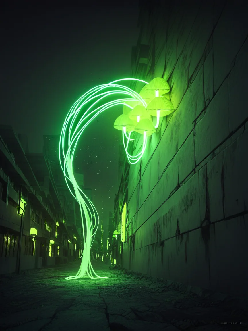 score_9, score_8_up, score_7_up, score_6_up, score_5_up, score_4_up, m00dygr33n, neon, glow, neon, city, close-up, <lora:m00dygr33nXLP:0.8>