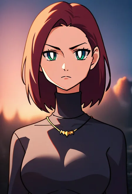 score_9,score_8_up,score_7_up,1girl,beautiful,high detailed, Batman, Batman1997-1024, dark lighting,serious face,looking the sky,sky,medium shot,black sweater,jewelry,<lora:pony_001:1>,