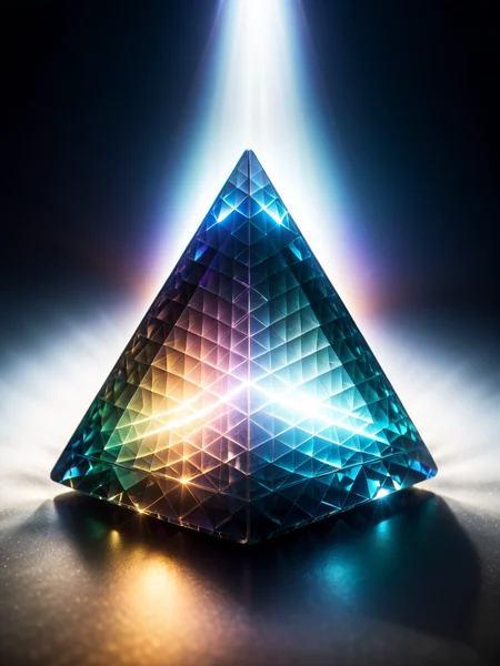 colorful mad-triangle crystal, backlight, light rays, fog, night <lora:Colorful_Triangle_SDXL_v2:0.8>, raw photo, film grain, Fujifilm XT3, (photorealistic, realistic:1.2), deep shadow,  8k, uhd, dslr, ultra high res