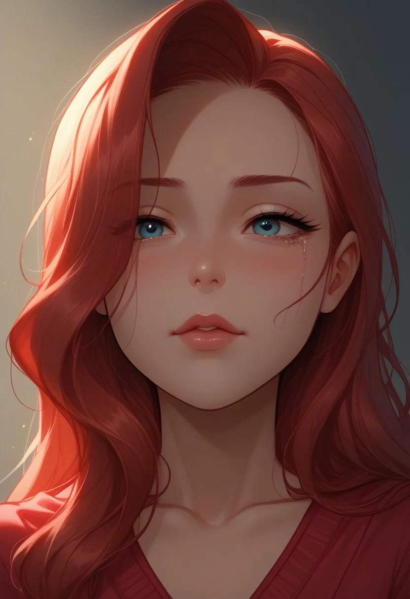 score_9, score_8_up, score_7_up, source_anime, solo, adorable chibi Jessica Rabbit, sad, crying, tears, partial body, close face view, (long legs, long arms:1.4), (indirect lighting, dynamic lighting:1.4), simple background, (detailed image, high resolution, 5k resolution:1.0), (Looney toons art style, las lindas Art Style:1.2)