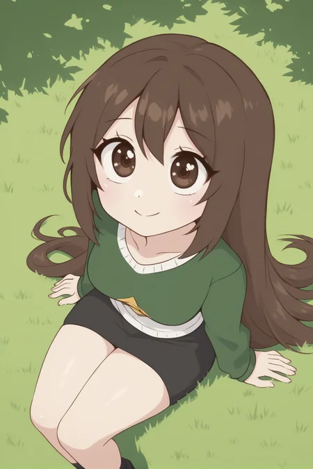<lora:Emirichu:1> emirichu, long hair, brown hair, brown eyes
park, trees, grass, sitting sitting on grass, tall grass, from above, looking up, smile, score_9, score_8_up, score_7_up,1girl,solo female, epic photograpy, extremely detailed, high quality, absurd res, high res, BREAK