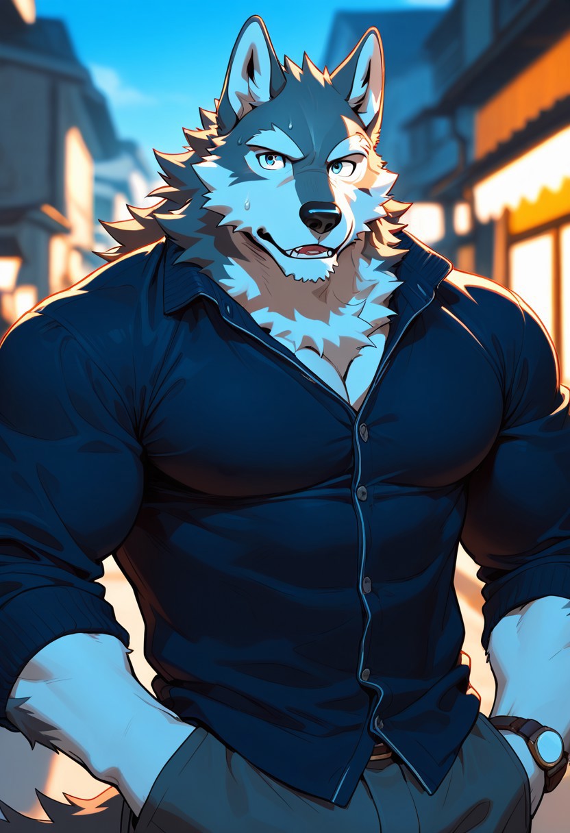 wolf, animal ears, furry, male, bara