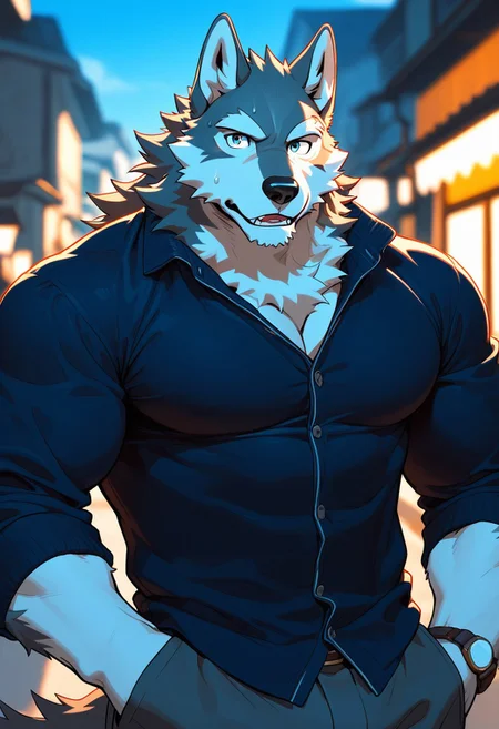 wolf, animal ears, furry, male, bara