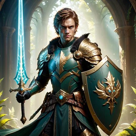 (by Herbert James Gunn and Bart Sears :1.20), (by Anato Finnstark and Victo Ngai and Sydney Edmunds 0.80) , character, sword and shield <lora:sword_and_shield:0.45> , digital painting , full body length, photorealistic, shallow depth of field <lora:more_art:0.30><lora:clothing_slider:2.00><lora:great_lighting:1.50><lora:aesthetic:1.50><lora:photorealistic_portrait:1.50><lora:RMSDXL_Enhance:0.50><lora:RMSDXL_Creative:0.50><lora:RMSDXL_Photo:0.50><lora:RMSDXL_Darkness_Cinema:0.50><lora:extremely_detailed:1.50><lora:perfect_eyes:0.15><lora:perfect_hands:0.15><lora:midjourney:-0.15><lora:dpo:0.25>