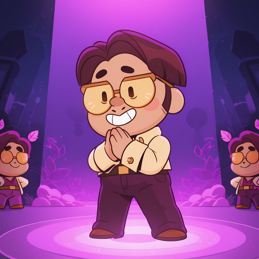 radiant reflections, rich color tones, deep contrast, intricate textures, luminous lighting, cinematic ambiance, shimmering gradients, ethereal glow, best quality, colorful, masterpiece, detailed_background, 
<lora:bs-jaeyoung-v1-09:1> bs-jaeyoung, chibi, plump, 1boy, glasses, smile,
random_pose, random_background, abstract_composition, fantasy_elements, surreal_details, colorful_lighting, exaggerated_expression, experimental_design, unexpected_themes, dynamic_lighting