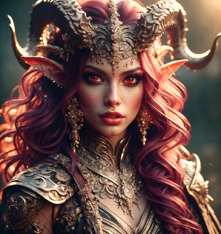 RAW photo, (masterpiece:1.3), subsurface scattering, heavy shadow, (high quality:1.4), (intricate, high detail:1.2), professional photography, HDR, High Dynamic Range, realistic, ultra realistic, photorealistic, high resolution, film photography, ambient lighting, atmospheric effects, <lora:detail_slider_v4:2>, OverallDetail, a female tiefling wizard, intricate robes, belt, bracers, staff, <lora:Tiefling:1>, epiCPhoto