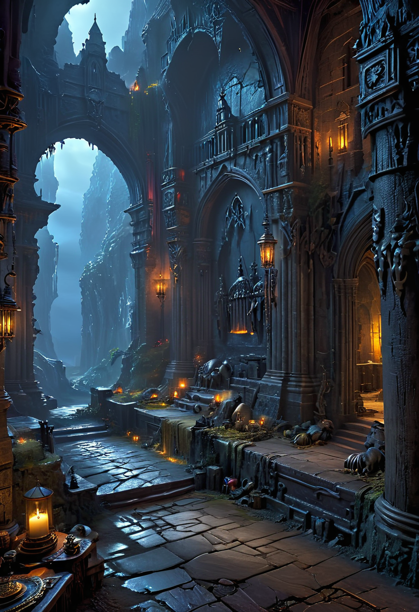 gloomy dark fantasy world, (((masterpiece))), ultimate details, 32k, HDR, stunning composition, sharp focus, vivid colors, highiest texture resolutiion, soft lighting, breathtaking setting, amazing quality <lora:add-detail-xl:1> <lora:add_details_xl:1> <lora:SDXLHighDetail_v5:1>  <lora:More_interesting_backgrounds:1> IBG