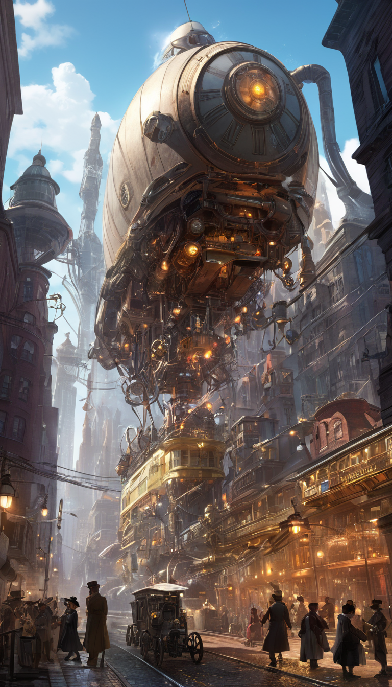 The setting is a bustling city in the year 1895, where steam-powered machines and airships dominate the skyline. The streets are filled with colorful neon lights and towering buildings made of steel and glass. The streets are filled with people dressed in elaborate Victorian clothing, walking around with their steam-powered gadgets and tools. In the middle of this bustling city, there is a group of scientists working on a top-secret project. They have created a machine that can generate energy from the power of steam, which they hope will revolutionize the world. However, things take a turn for the worse when one of the scientists accidentally creates a powerful weapon that can control time itself.
The scientists quickly realize that their creation has gone wrong. Cinematic scene, hero view, action pose, detailed background, masterpiece, best quality, high quality, absurdres, steampunk <lora:steampunk_xl_v1:1>