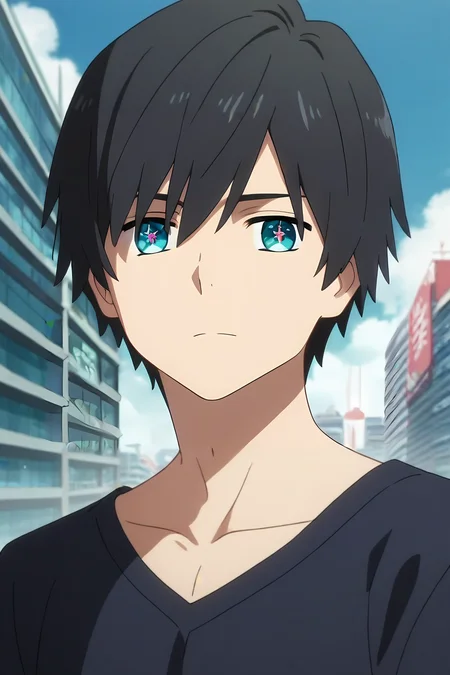 score_9, score_8_up, score_7_up, source_anime, rating_safe, , anime screencap, , , looking at viewer, , 1boy, solo, male focus, <lora:hiro_franxx_pony:0.74>, hiro_franxx, black hair, blue eyes, bangs, , focused, tokyo tower, light, arm support, sparkling eyes, , <lora:sdxl_lightning_8step_lora:1>