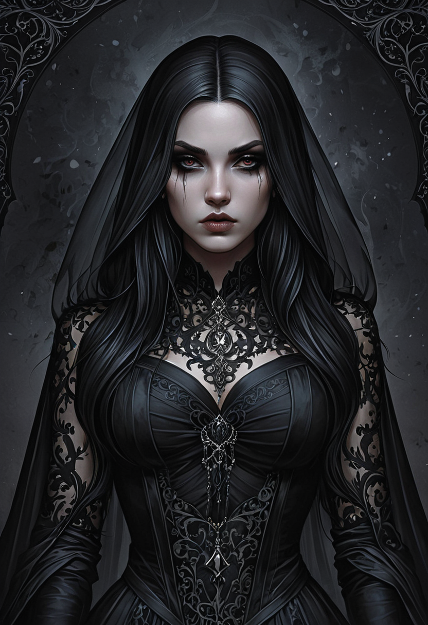 Gothic style <lora:CB-Gothic-000004:1>,Charlie Bowater,gothic art, . Dark, mysterious, haunting, dramatic, ornate, detailed