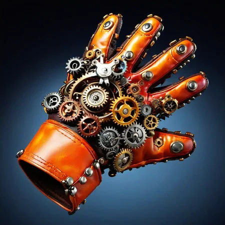 sfw, dynamic splashes, bright colors, high contrast, 3d glove made of roast gears with colourful metal , hyperdetailed, photorealistic,<lora:challenge\gearstyle-000001.safetensors:0.8500000000000002:0.8500000000000002>