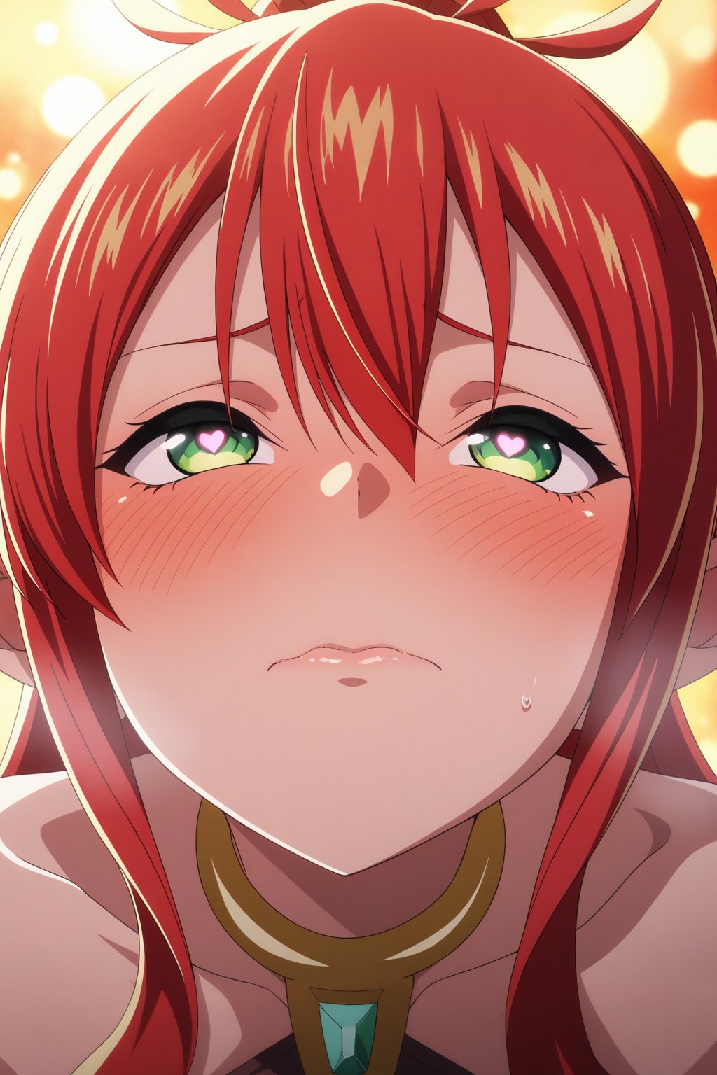 masterpiece, best quality, newest, absurdres, highres,
looking up, heart eyes, glossy lips, light breeze, warm light across face, shy, color splash background,
<lora:il_contrast_slider_d1 (ЦВЕТ КАРТИНКИ):-0.8>
 <lora:Ulmandra:0.8> ulmandra, 1girl, green eyes,