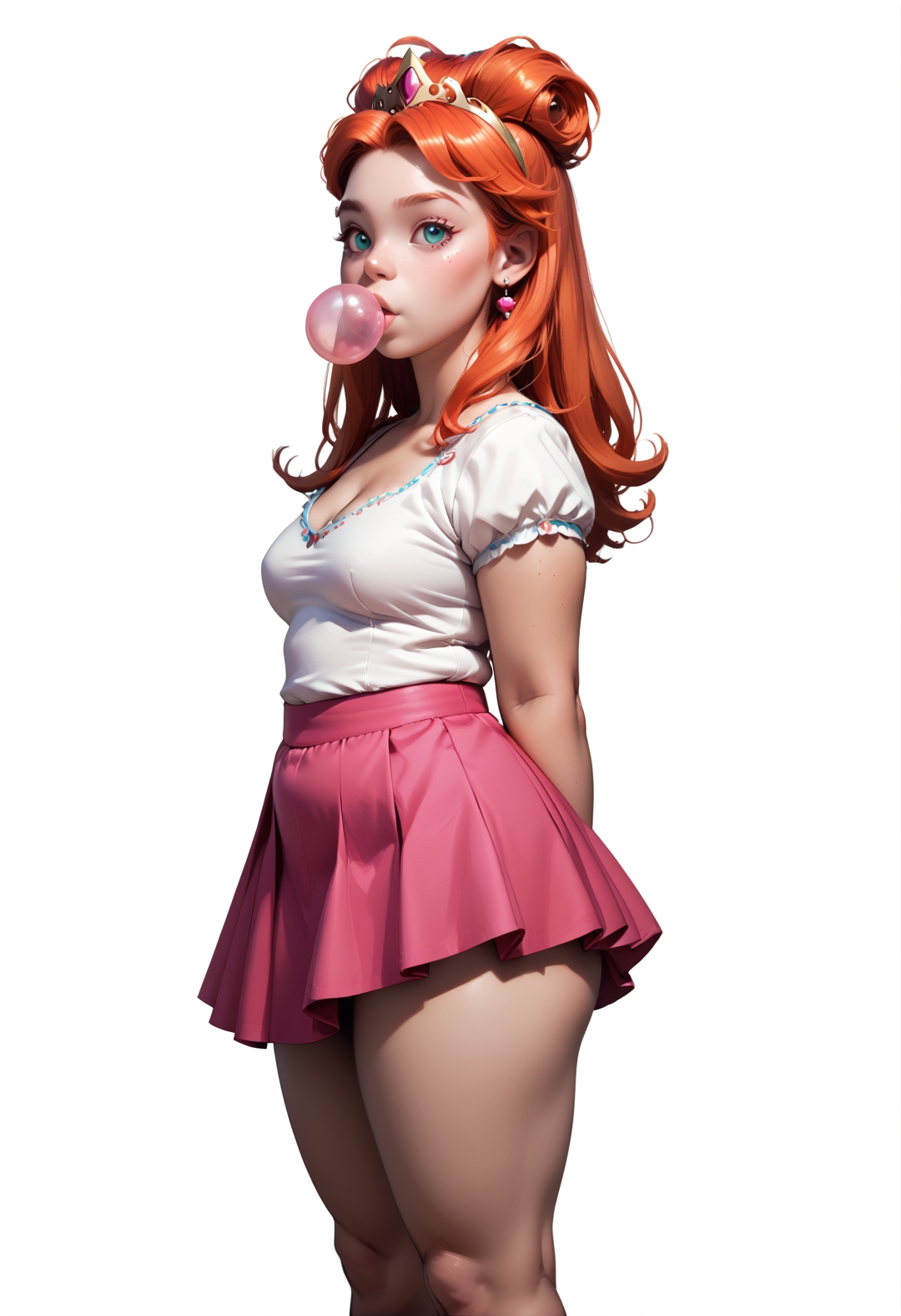20005l34z3 <lora:princess_rc_pony_v2:.7> Princess Esmerada ((plump)) 23 year-old, simple background,(breasts:1.2)<lora:IndesleazeAAmerger:0.85> bubblegum, skirt, thong, asymmetrical, ((score_9), score_8_up, score_7_up),score_6_up,score_4_up,score_5_up