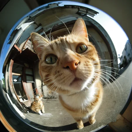 masterpiece,best quality,<lora:tbh323-sdxl:0.6>,illustration,cat in fisheye,