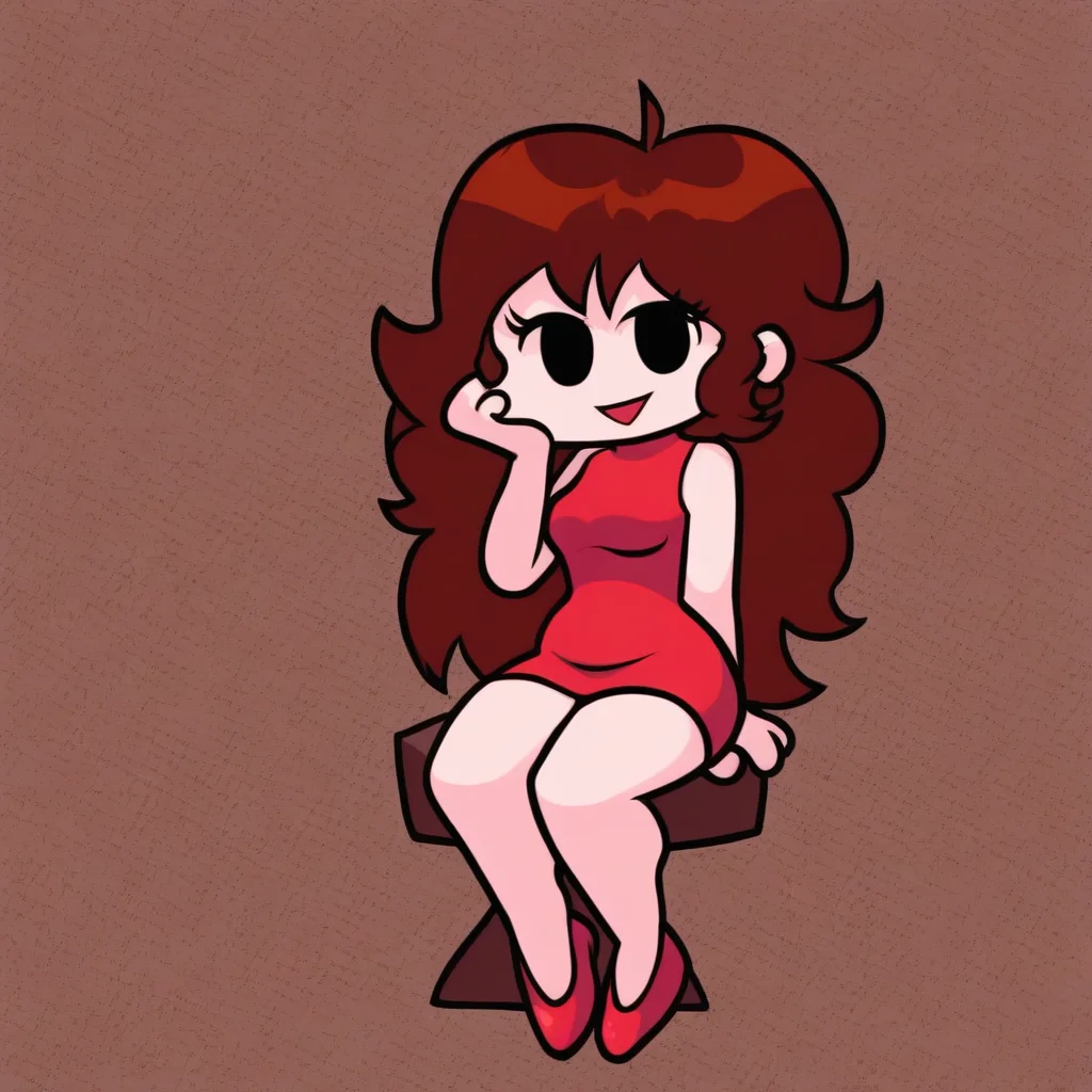 Gf sitting in a chair in a room alone looking at the viewer with a big smile.