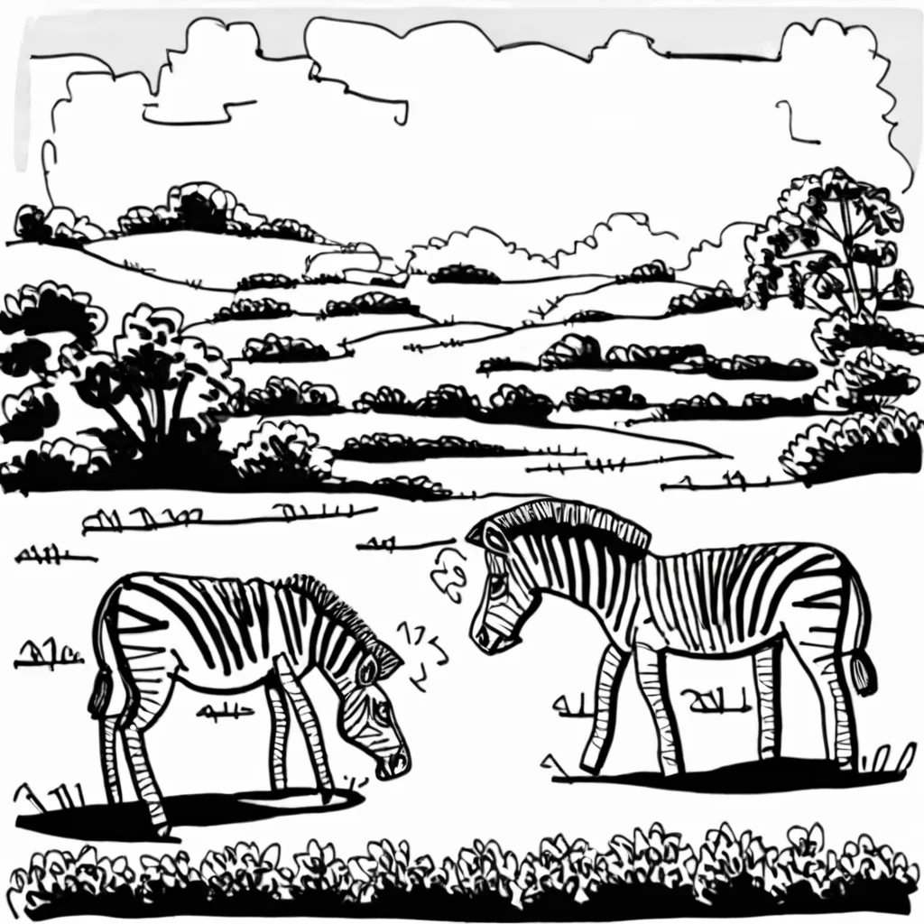 drawix19 zebras in the meadow<lora:drawix19:1>