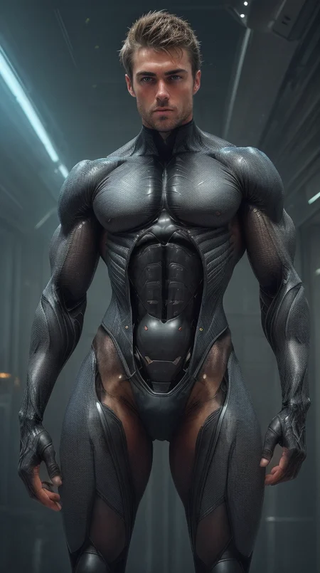 1boy, (Australian:1.5), (Handsome:1.5), (Masculine:1.5), (stubble), (facial hair:1), muscular body, short light brown hair, blue eyes, masculine jaw, crotch bulge, body hair, ultra detailed skin, (highfade:1)
masterpiece, 4k, CPNK09, , 3/4 view, (from below:0.8), (upper body:1.0), man, detailed face, revealing skimpy bio-mechanical black suit, volumetric lighting, dramatic light, breathtaking sci-fi, background, ((sexy pose:1.5)), high quality, high resolution, outdoors, by tsutomu nihei, <lora:Cyberpunk09:0.7>
<lora:gender_slider_v1:-5>
<lora:muscle_slider_v1:3>
<lora:exposure_control_v10_2:0.5>