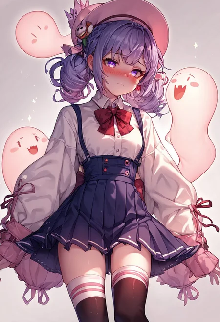rinotuna, source_anime, score_9, score_8_up, score_7_up, score_6_up, score_5_up, thighhighs, <lora:D4lm4uXLP:1> d4lm4u, 1girl, ghost, blushing