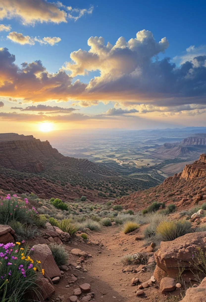 a vibrant colorful photo of a desert landscape.
outdoors, Location , Scenery , Cloud
