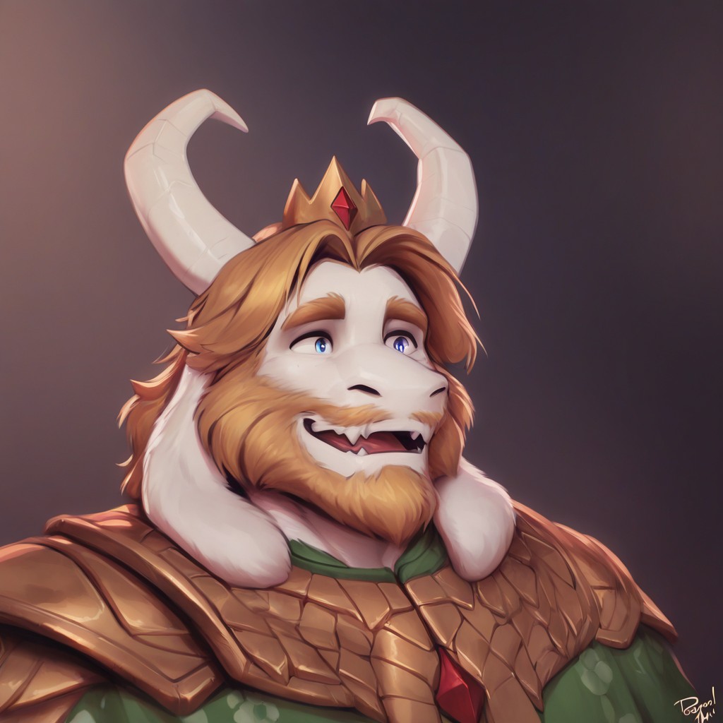 1boy, solo, Asgore Dreemurr, bara, beard, by null-ghost, by darkgem, by personalami, masterpiece, best quality, newest, absurdres, highres,