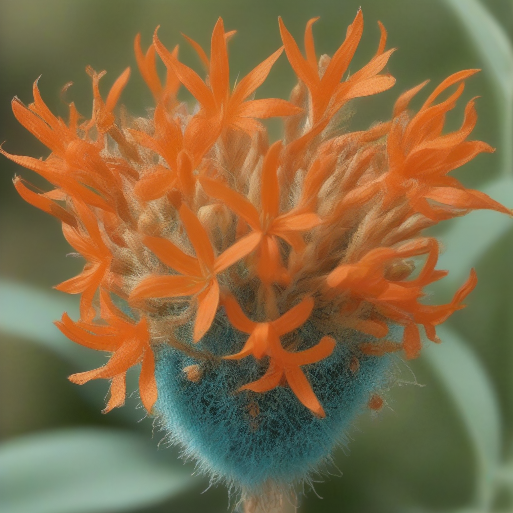 Dwarf Turquoise Stiffly upright Palmate plant, Ridged Texture Cylindrical Stolon, Flaky,  BurntOrange Liguliflorous Inflorescence Single flower, Hastate, Caramel Non-albuminous Seeds, Reticulated, Calyculate, Opposite,