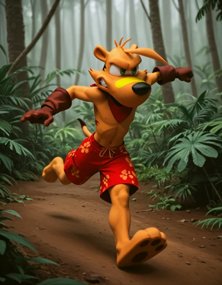 score_9, score_8_up, score_7_up,
 source_furry,anthro disney,
tyt4sm4, official_costume, 
running, motion blur,
jungle background,
 <lora:ty_tasmanian:0.8>