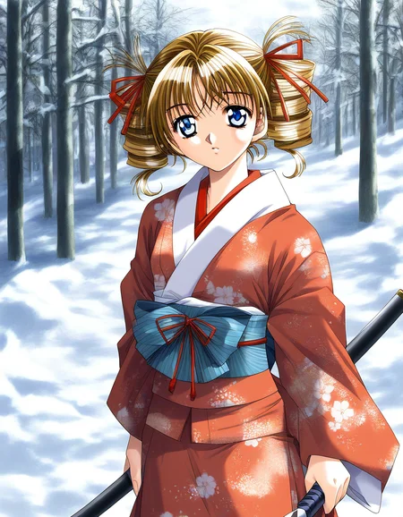 score_9, score_8_up, score_7_up, source_anime, rating_explicit, BREAK <lora:Yukiyanagi_Yuzu_XL:0.8> Yukiyanagi_Yuzu, blue eyes, brown hair, blonde hair, small breasts,
Yukiyanagi_Yuzu, 1girl, bow (weapon), solo, weapon, japanese clothes, holding, skirt, long sleeves, snow, kimono, 1990s (style), retro artstyle, outdoors
looking at viewer,
cowboy_Shot,