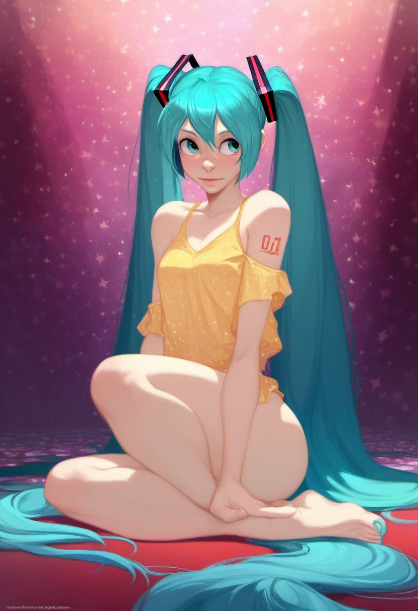 zPDXL, score_9, score_8_up, score_7_up, score_6_up, score_5_up, score_4_up, BREAK rating_safe, detailed background, <lora:Rainwater_for_PonyXL:0.8> rainwater, Hatsune miku, concert, looking right, sitting