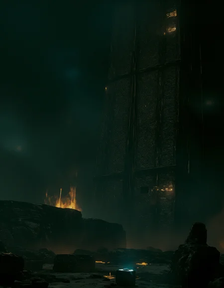 dark sci-fi picture,space horror,space odyssey,, faded colors, masterpiece, best quality, 8k, hyper detailed, best quality, ultra high res, high resolution, detailed, raw, Hollywood Cinematic Film style,epic photography,dramatic light,Kodak film style,,DarkAtmosCE style,,Blade Runner style,,anime style,<lora:Luminous_Shadowscape:0.6>,<lora:Hollywood Cinematic Film style v1:1>,<lora:DarkAtmospheric:0.6>,<lora:Blade Runner style v1:1>,<lora:anime style (Tales of black freighter) v1:1>, a tall building with a light on it's side in the rain at night with a city below,Eve Ryder,star citizen halo,concept art,brutalism,