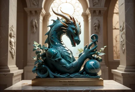 score_9, score_8_up, score_7_up, score_6_up, Dragon Marbleized as a statue ,
break,
looking at viewer, (front view),