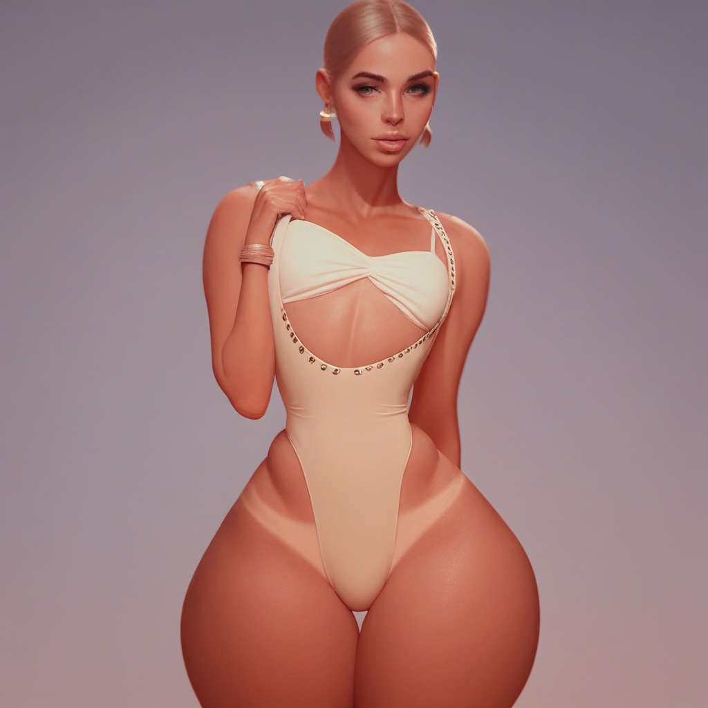 score_9, score_8_up, score_7_up, 1girl, (thick thighs:1.2), 1girl, tanlines, cowboy_swimsuit, leotard, narrow waist, seductive expression, thick lips, athletic, thigh gap,