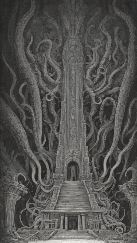 <lora:DarknessAI:1.2> an ancient temple filled with tentacles reaching from the dark DarknessAI
